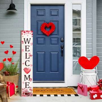 Valentine's Day Porch Sign Valentine Welcome Sign For Front Door Happy Valentine Decor Porch Sign Ou...