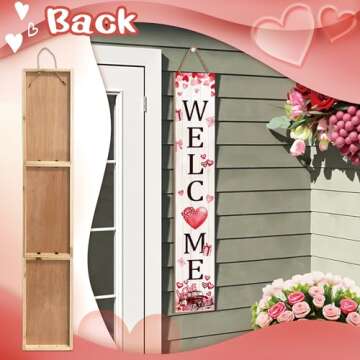 Valentine's Day Porch Sign Valentine Welcome Sign For Front Door Happy Valentine Decor Porch Sign Outdoor Yard Sign Home Indoor Wooden Vertical Sign Wall Sign For Front Patio Garden Porch