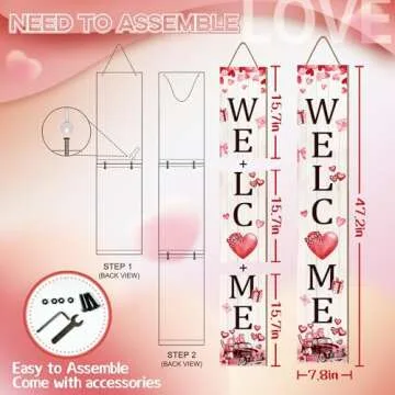 Valentine's Day Porch Sign Valentine Welcome Sign For Front Door Happy Valentine Decor Porch Sign Outdoor Yard Sign Home Indoor Wooden Vertical Sign Wall Sign For Front Patio Garden Porch