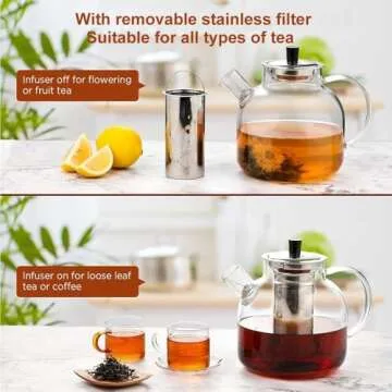 1500ml Glass Teapot with Infuser by Ehugos