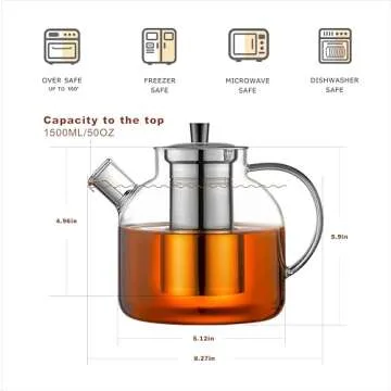 1500ml Glass Teapot with Infuser by Ehugos
