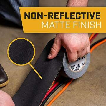 Lockport Black Gaffers Tape 4 inch x 30 Yards - Pro Black Gaff Tape - No Residue, Water Resistant, Non-Reflective, Easy Tear - Multipurpose Photography, Filming, Stage, Production, and More