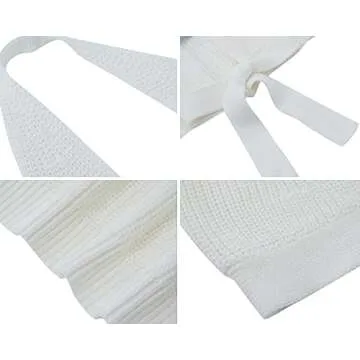 Amarmia Women's Sexy Deep V Neck Crop Tops Halter Knit Ribbed Bow-Knot Front Backless Cleavage Cropped Tank Top White