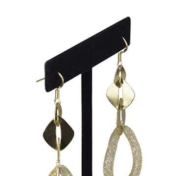 Ikee Design 6Pcs Set Earring T Stand Display Set with 3 Different Heights, T Shape Jewelry Earring Showroom and Tradeshow Showcase Displays, Black Velvet, 4 1/2 H in ; 5 3/4 H in; 6 3/4 H in