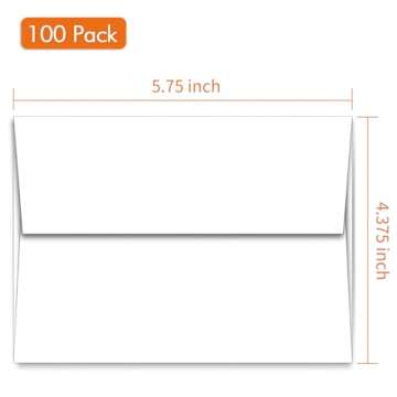 100 Pack A2 White Envelopes Self Sealing Adhesive Perfect for Weddings, RSVP, Invitations, Baby Show...