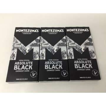 Montezuma Dark Chocolate Absolute Black 100% Cocoa 90g (Pack of 3)