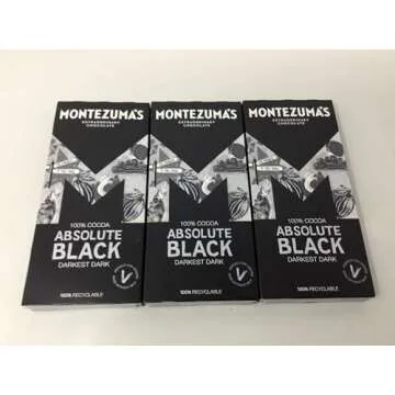 Montezuma Dark Chocolate Absolute Black 100% Cocoa 90g (Pack of 3)