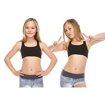 Kurve Girl’s Sleeveless Tank Top - Seamless Stretchy Strappy Back Crop Racerback Bra - Shirt Sports Bra for Kids, UPF 50+ Made in USA, Neon Green-83, Age 9-14