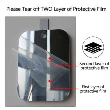 Shatterproof Shower Mirror Fogless for Shaving with Hook (Medium 8x6 inch)40% Cheaper Than the Original,Unbreakable Deluxe Plexiglass Makeup Mirror,Bathroom Wall Hanging,Portable Handheld Camping