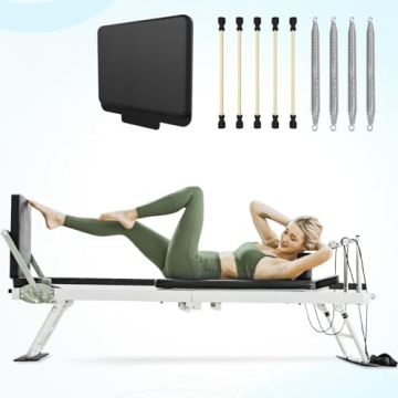Pilates Reformer, PAETA Foldable Reformer Pilates Machine for Home Use, with Dual Resistance- Spring...