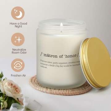 Bridesmaid Gifts - Matron of Honor, Bachelorette Bridal Party Gifts for Sister Women Friends, Wedding Present for Bridesmaid, Maid of Honor Proposal Gifts from Bride, Lavender Scented Candle