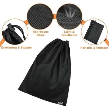 Cosmos 10 Pcs Non-Woven Travel Shoe Bags Shoe Organizer Pouch Storage String Bags with Dual Drawstring Closure for Travel Trip Carrying Packing, 17.5" x 13.5" (Black)