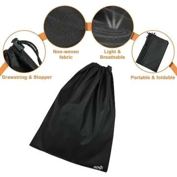 Cosmos 10 Pcs Non-Woven Travel Shoe Bags Shoe Organizer Pouch Storage String Bags with Dual Drawstring Closure for Travel Trip Carrying Packing, 17.5" x 13.5" (Black)