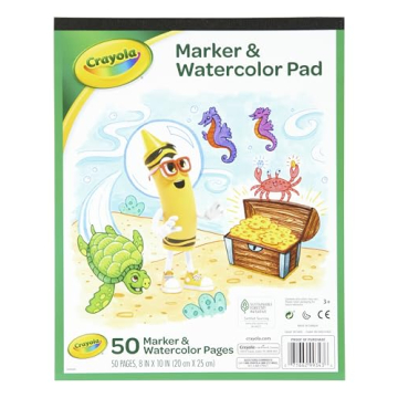 Crayola Marker & Watercolor Pad, 50 Blank Coloring Pages, Painting Paper, Art Supplies for Kids, Gif...