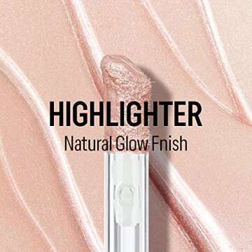 KYDA Liquid Highlighter, Moisturizing Liquid Illuminator for Face & Body, High Glossy Finish, Natural Glow Liquid Luminizer, Silky Creamy, Lightweight Blendable, by Ownest Beauty-#03