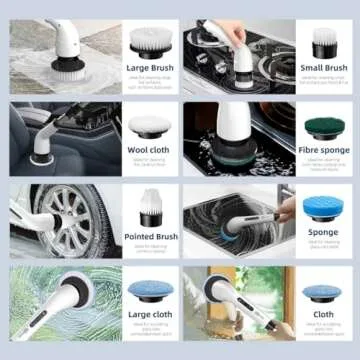 Electric Spin Scrubber: Cordless Cleaning Brush with 8 Heads