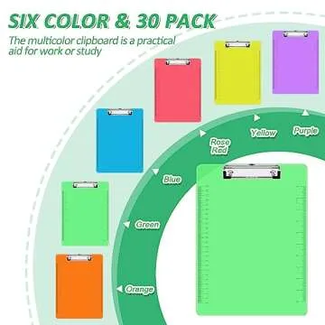 PANDRI Plastic Clipboards 30 Pack Lightweight & Colorful