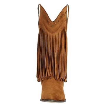 SheSole Women's Fringe Western Cowboy Boots Wide Calf Cowgirl Brown US 7