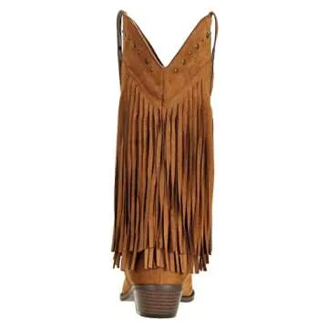 SheSole Women's Fringe Western Cowboy Boots Wide Calf Cowgirl Brown US 7