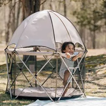 Baby Delight Go with Me Eclipse Deluxe Portable Playard | Playpen | Sun Canopy | Indoor and Outdoor | Ultra Padded Nylon Floor | Sandstone
