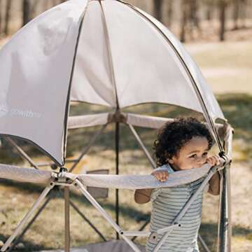 Baby Delight Go with Me Eclipse Deluxe Portable Playard | Playpen | Sun Canopy | Indoor and Outdoor | Ultra Padded Nylon Floor | Sandstone
