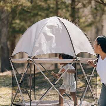 Baby Delight Go with Me Eclipse Deluxe Portable Playard | Playpen | Sun Canopy | Indoor and Outdoor | Ultra Padded Nylon Floor | Sandstone