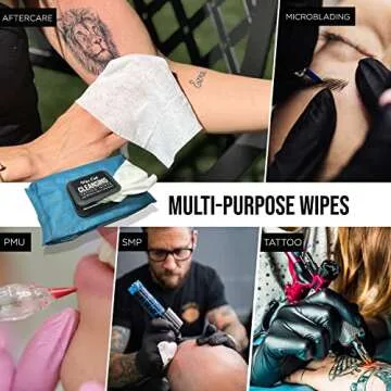 Wipe Outz Cleansing Tattoo Wipes for During Tattooing & Tattoo After Care, All in One Tattoo Cleaning Wipes to Clean Skin, Alcohol Free Tattoo Green Soap Wipes for Tattooing, 40-Count (1 Pack)