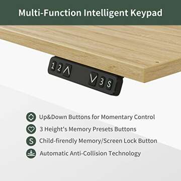 FEZIBO L Shaped Electric Standing Desk with LED
