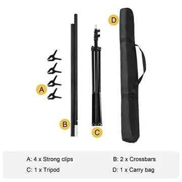 Meking 5x6.5ft Adjustable T-Shaped Backdrop Stand with Carry Bag and 4 Heavy Duty Clamps, Small Backdrop Holder Foldable T-Shape Background Support Stand