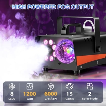 1200W Fog Machine with Disco Lights and RGB Effects