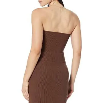 The Drop Women's Collette Strapless Cropped Sweater in Coffee Bean