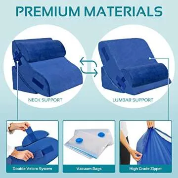 AllSett Health 4 PC Bed Wedge Pillows Set - Orthopedic Wedge Pillow for Sleeping with Memory Foam | Multi Angle Relief System for Back, Neck, Shoulder, and Leg - Machine Washable Cover