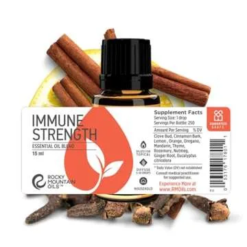 Rocky Mountain Oils Immune Strength Essential Oil Blend - Essential Oils for Diffuser, Topical, and Home - 15ml