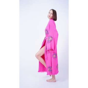 Bodho Handmade Evil Eye Boho Kimono - Eco-Friendly Cover Up