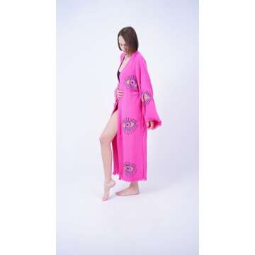 Bodho Handmade Evil Eye Boho Kimono - Eco-Friendly Cover Up