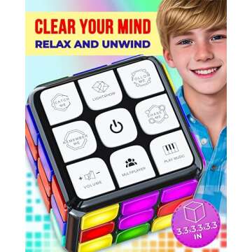 Skywin Puzzle STEM Memory Cube Game, Entertaining, Fun & Unique Flashing Memory Cube, Electronic Memory & Speed Game Development for Kids & Adults, Brain Hands and Eyes Coordination Game Cubes (Black)