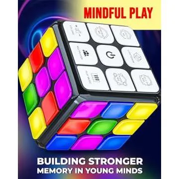 Skywin Puzzle STEM Memory Cube Game, Entertaining, Fun & Unique Flashing Memory Cube, Electronic Memory & Speed Game Development for Kids & Adults, Brain Hands and Eyes Coordination Game Cubes (Black)