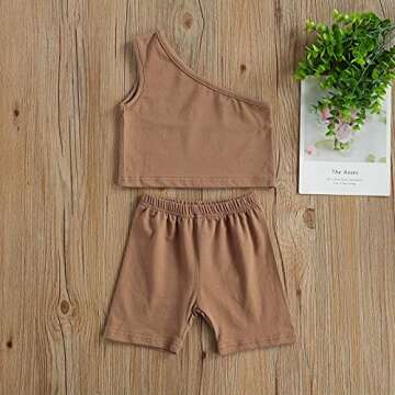 Hnyenmcko Toddler Baby Girls One Shoulder Tank Top & Shorts Set - Stylish and Comfortable Summer Out...