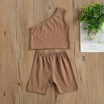 Hnyenmcko Toddler Summer Outfit - Cute One Shoulder Set