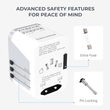 International Power Adapter Travel Plug - 4 USB Ports Universal Work for 150 Countries - 120 Volt Adapter - Adapter Type C Type A Type G Type I f for UK Japan China eu Europe European By SublimeWare