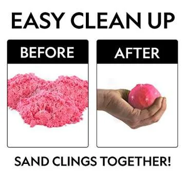 NATIONAL GEOGRAPHIC Sparkling Play Sand - 2 LBS of Shimmering Sand with Castle Molds and Tray (Pink) - A Kinetic Sensory Activity