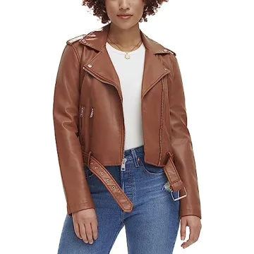 Levi's Women's Faux Leather Belted Motorcycle Jacket - Premium Quality & Comfortable Fit