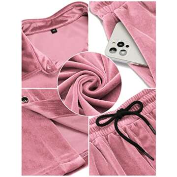 LecGee Casual Velvet Men 2 Piece Lounge Set Pink Small