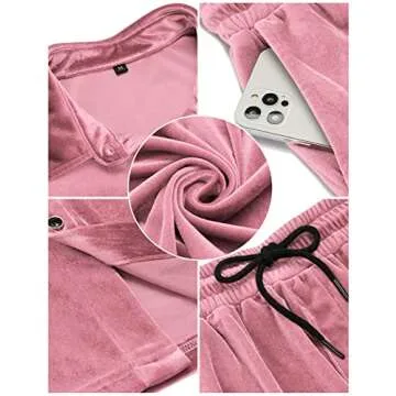 LecGee Casual Velvet Men 2 Piece Lounge Set Pink Small