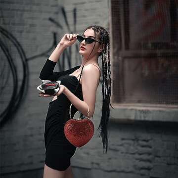 pfoosnd Heart Shape Sparkly Clutch for Formal Events