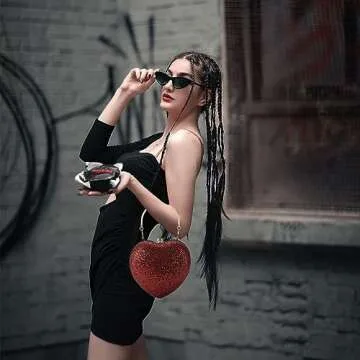 pfoosnd Heart Shape Sparkly Clutch for Formal Events