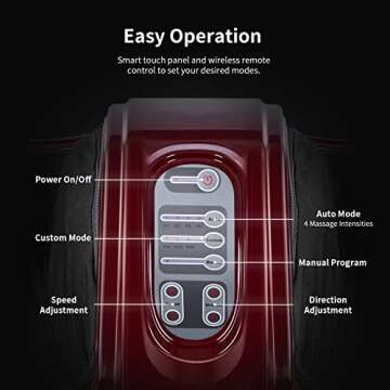 Giantex Shiatsu Foot Massager Machine Massage for Feet, Nerve Pain Therapy Spa Gift Deep Kneading Rolling Massage for Leg Calf Ankle, Electric Shiatsu Foot Massager w/Remote, 4 Massage Modes, Burgundy