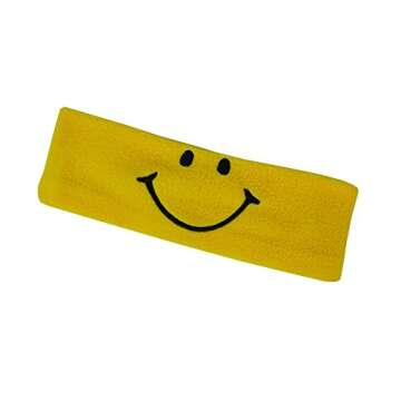 CozyPhones Kids Headphones Volume Limited with Thin Speakers Soft Fleece Headband - Perfect Children's Earphones for Home and Travel - Yellow Smile