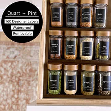 Quart Pint 160 Spice Jar Labels Minimalist Waterproof Stickers