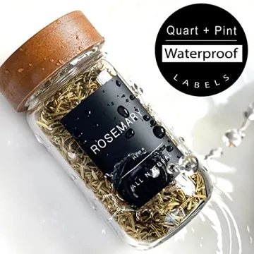 Quart Pint 160 Spice Jar Labels Minimalist Waterproof Stickers